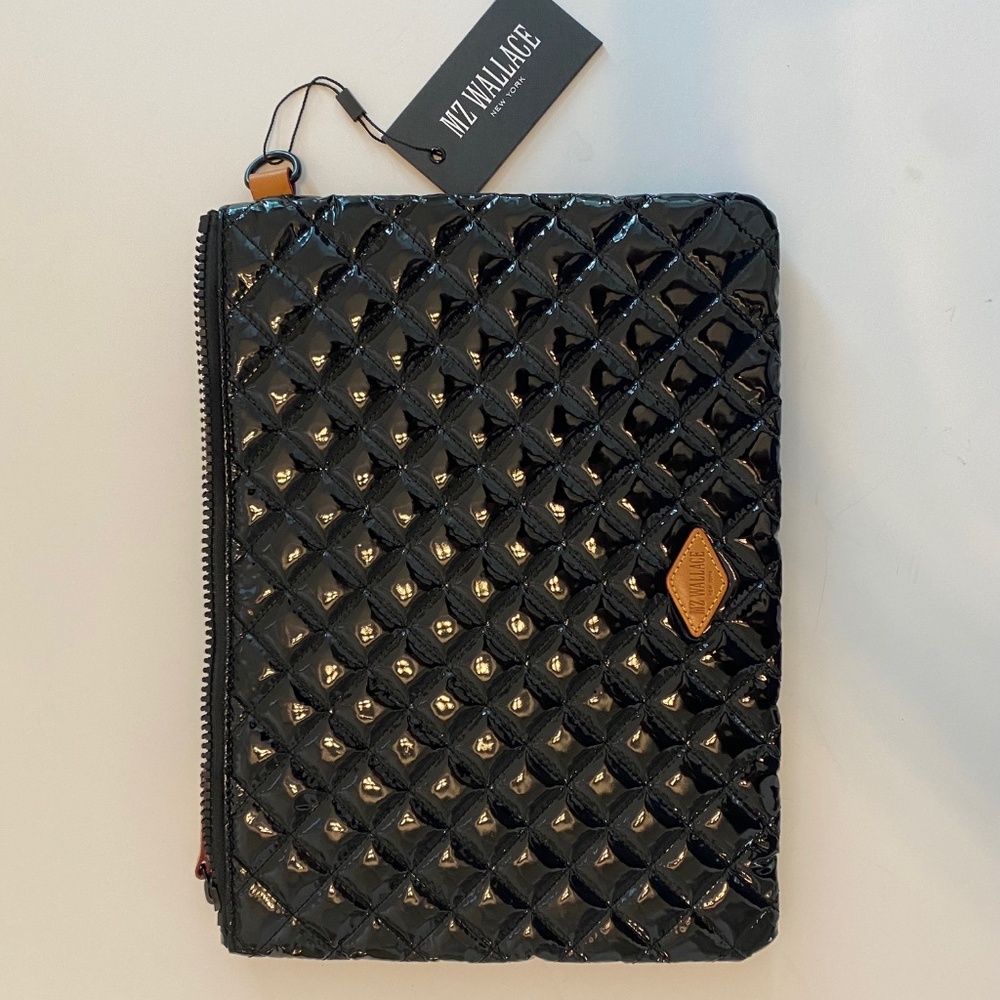 MZ Wallace Metro Pouch, black lacquer NWT